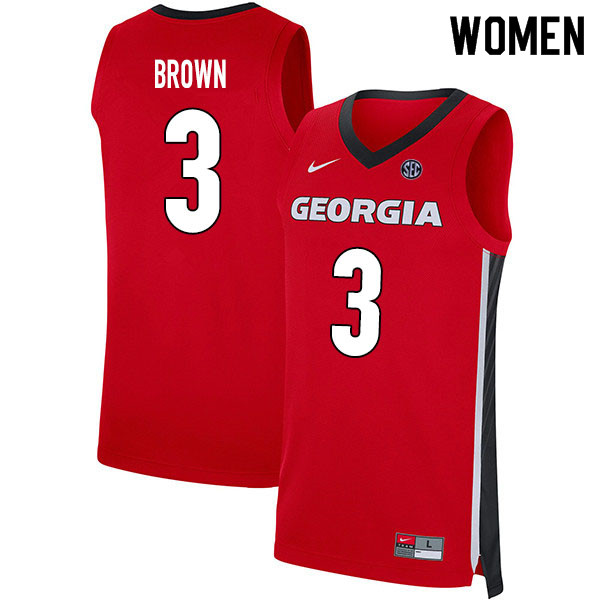 2020 Women #3 Christian Brown Georgia Bulldogs College Basketball Jerseys Sale-Red
